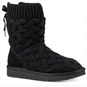 UGG Women's Black Knit Cable Ankle Boot